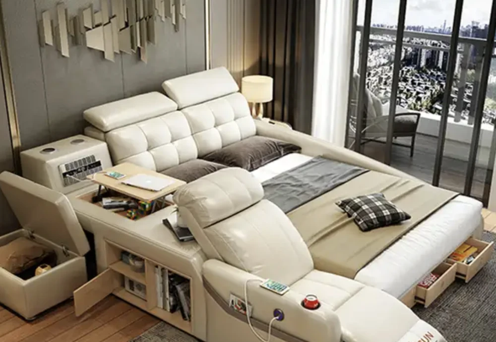 modern bed with storage massage functions